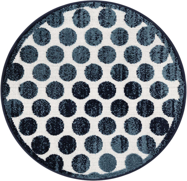Navy Blue 3' 1 x 3' 1 Sabrina Soto Outdoor Round Area Rug Weather Resistant for Patio, Deck, Terrace, Balcony, Porch Durable Carpet for Exterior Home Design for Sale at Rug Engine