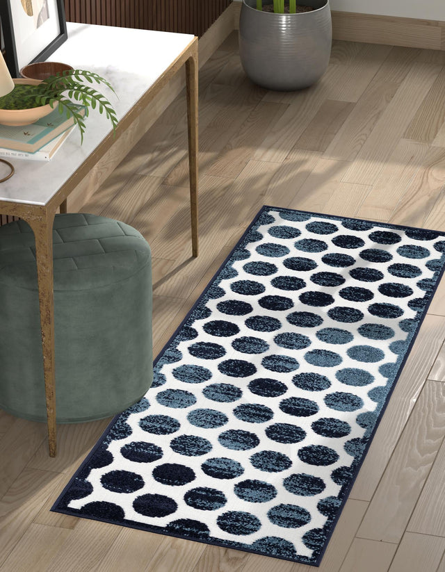 Navy Blue 2' x 6' 1 Sabrina Soto Outdoor Runner Area Rug Weather Resistant for Patio, Deck, Terrace, Balcony, Porch Durable Carpet for Exterior Home Design for Sale at Rug Engine
