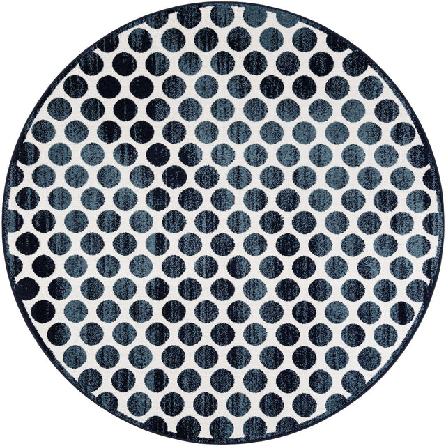 Navy Blue 7' 10 x 7' 10 Sabrina Soto Outdoor Round Area Rug Weather Resistant for Patio, Deck, Terrace, Balcony, Porch Durable Carpet for Exterior Home Design for Sale at Rug Engine
