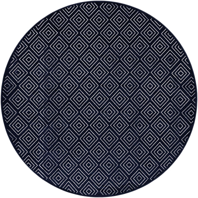 Navy Blue 10' x 10' Sabrina Soto Outdoor Round Area Rug Weather Resistant for Patio, Deck, Terrace, Balcony, Porch Durable Carpet for Exterior Home Design for Sale at Rug Engine