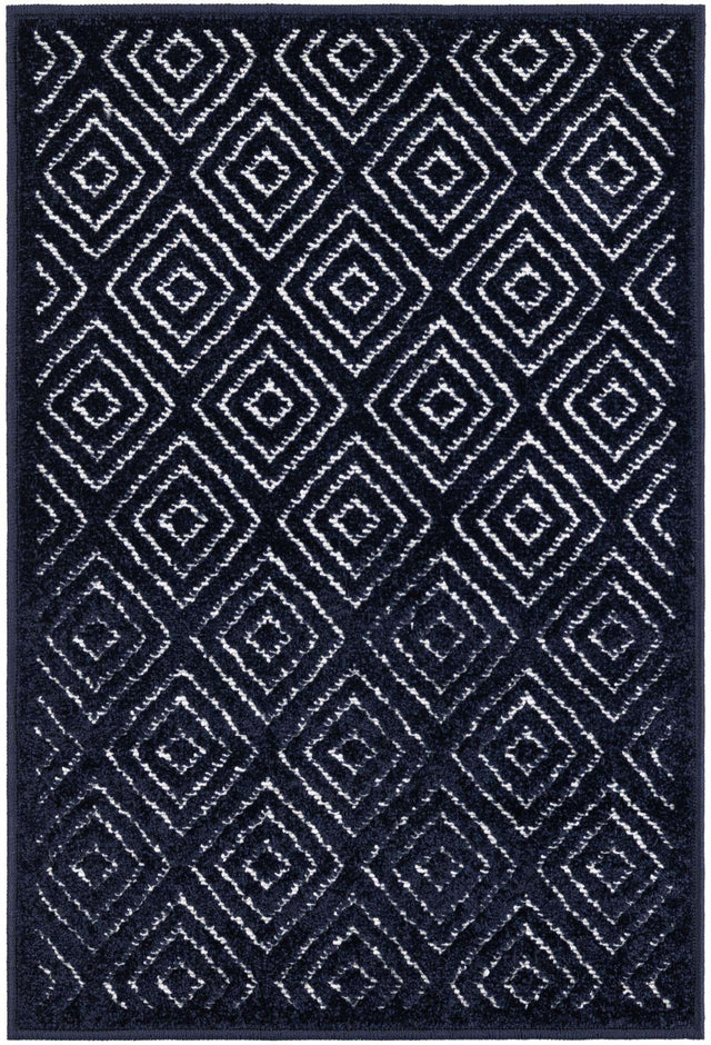 Navy Blue 2' x 3' 1 Sabrina Soto Outdoor Rectangle Area Rug Weather Resistant for Patio, Deck, Terrace, Balcony, Porch Durable Carpet for Exterior Home Design for Sale at Rug Engine