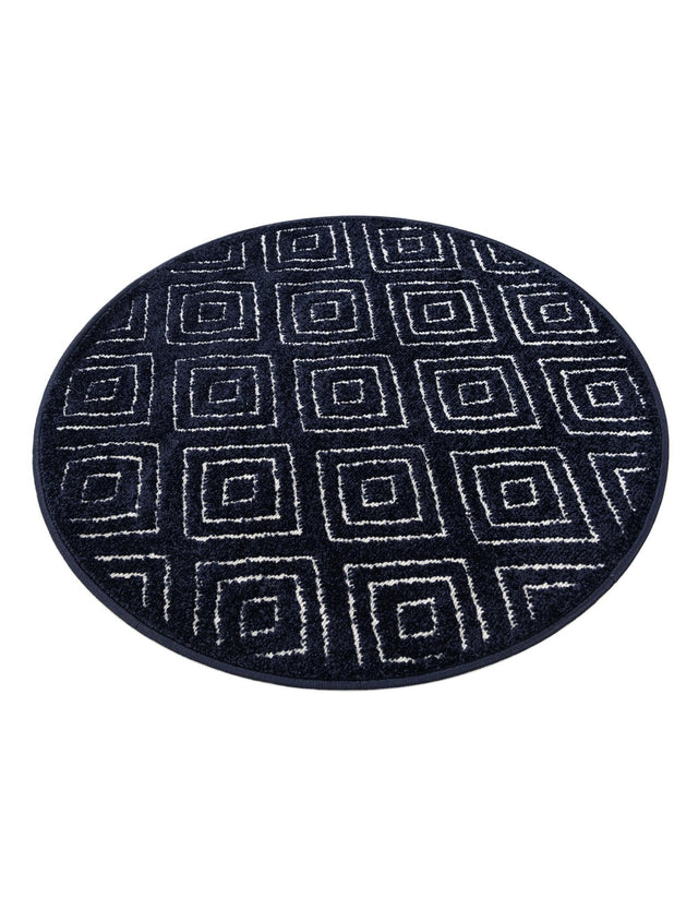 Navy Blue 3' 1 x 3' 1 Sabrina Soto Outdoor Round Area Rug Weather Resistant for Patio, Deck, Terrace, Balcony, Porch Durable Carpet for Exterior Home Design for Sale at Rug Engine