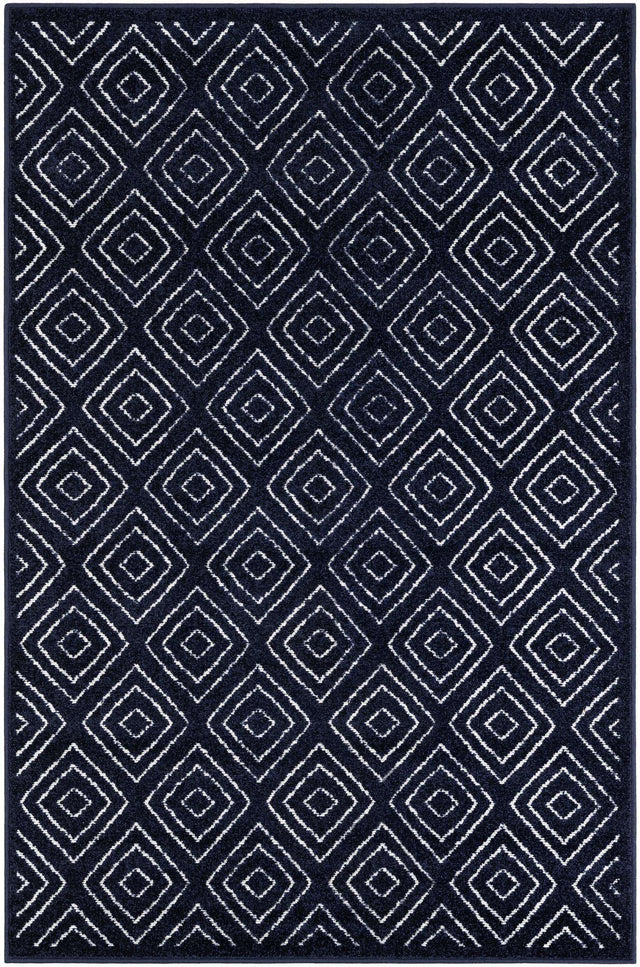 Navy Blue 4' 1 x 6' 1 Sabrina Soto Outdoor Rectangle Area Rug Weather Resistant for Patio, Deck, Terrace, Balcony, Porch Durable Carpet for Exterior Home Design for Sale at Rug Engine