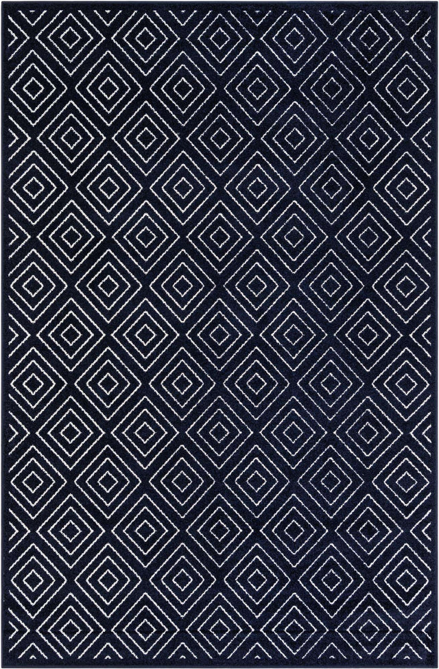 Navy Blue 6' 1 x 9' Sabrina Soto Outdoor Rectangle Area Rug Weather Resistant for Patio, Deck, Terrace, Balcony, Porch Durable Carpet for Exterior Home Design for Sale at Rug Engine