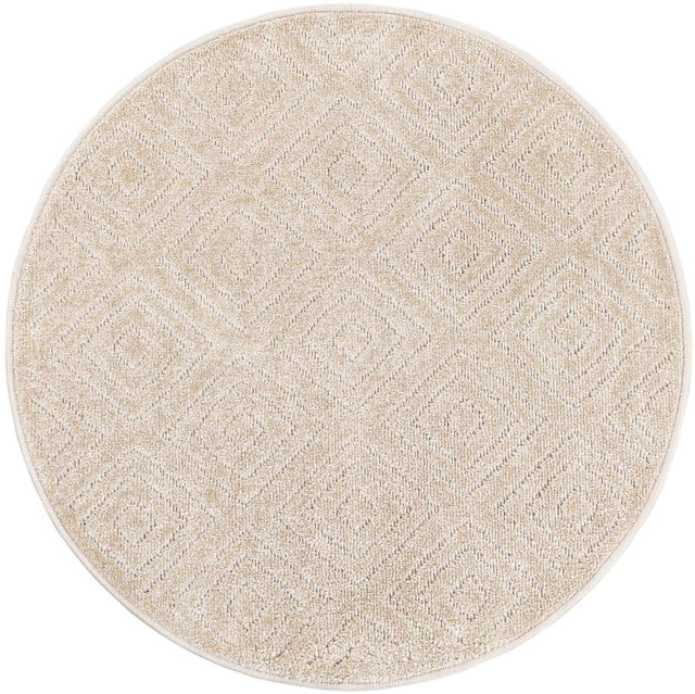 Beige 3' 1 x 3' 1 Sabrina Soto Outdoor Round Area Rug Weather Resistant for Patio, Deck, Terrace, Balcony, Porch Durable Carpet for Exterior Home Design for Sale at Rug Engine