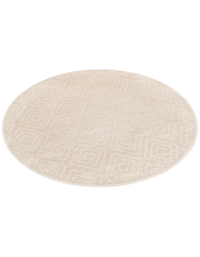 Beige 5' 1 x 5' 1 Sabrina Soto Outdoor Round Area Rug Weather Resistant for Patio, Deck, Terrace, Balcony, Porch Durable Carpet for Exterior Home Design for Sale at Rug Engine