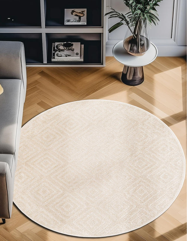 Beige 10' x 10' Sabrina Soto Outdoor Round Area Rug Weather Resistant for Patio, Deck, Terrace, Balcony, Porch Durable Carpet for Exterior Home Design for Sale at Rug Engine