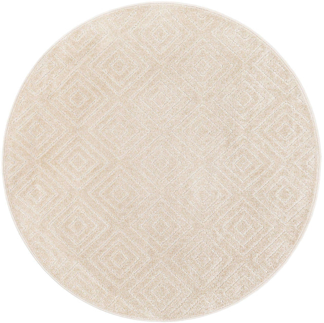 Beige 5' 1 x 5' 1 Sabrina Soto Outdoor Round Area Rug Weather Resistant for Patio, Deck, Terrace, Balcony, Porch Durable Carpet for Exterior Home Design for Sale at Rug Engine