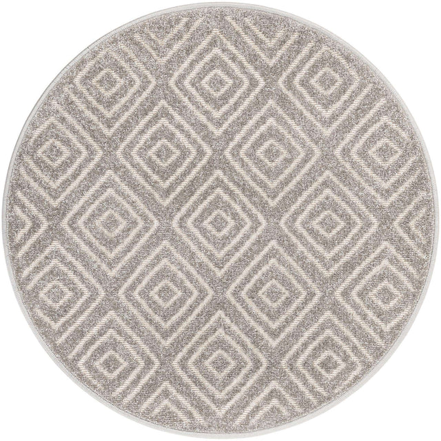 Gray 3' 1 x 3' 1 Sabrina Soto Outdoor Round Area Rug Weather Resistant for Patio, Deck, Terrace, Balcony, Porch Durable Carpet for Exterior Home Design for Sale at Rug Engine
