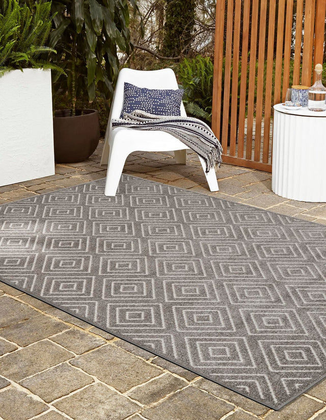 Gray 9' x 12' Sabrina Soto Outdoor Rectangle Area Rug Weather Resistant for Patio, Deck, Terrace, Balcony, Porch Durable Carpet for Exterior Home Design for Sale at Rug Engine