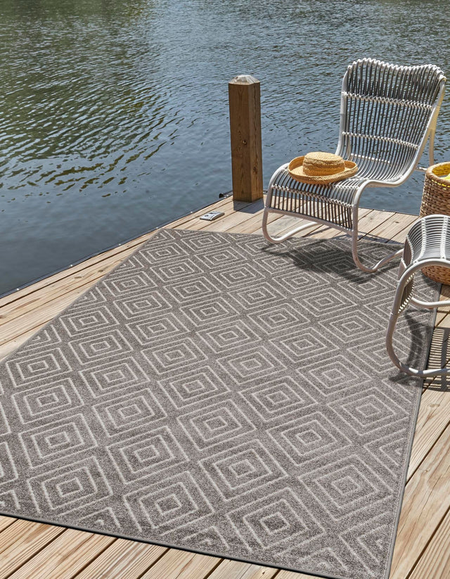 Gray 7' 10 x 10' Sabrina Soto Outdoor Rectangle Area Rug Weather Resistant for Patio, Deck, Terrace, Balcony, Porch Durable Carpet for Exterior Home Design for Sale at Rug Engine