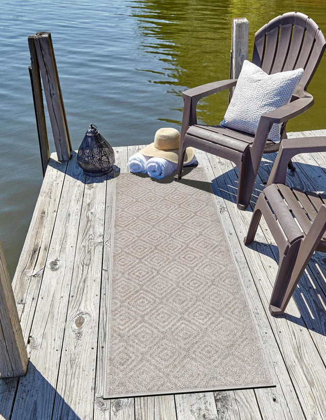 Gray 2' 7 x 12' Sabrina Soto Outdoor Runner Area Rug Weather Resistant for Patio, Deck, Terrace, Balcony, Porch Durable Carpet for Exterior Home Design for Sale at Rug Engine