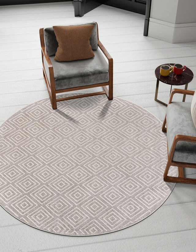 Gray 10' x 10' Sabrina Soto Outdoor Round Area Rug Weather Resistant for Patio, Deck, Terrace, Balcony, Porch Durable Carpet for Exterior Home Design for Sale at Rug Engine
