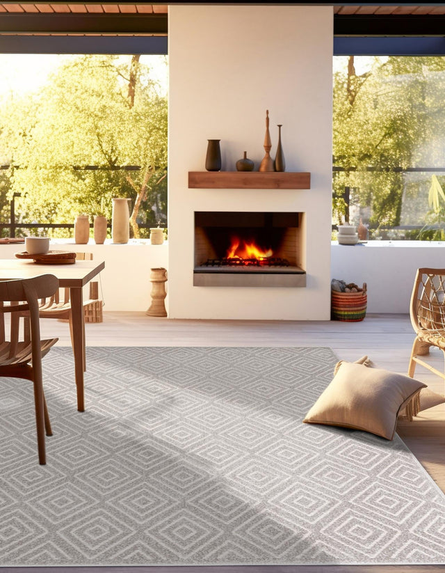 Gray 7' 10 x 7' 10 Sabrina Soto Outdoor Square Area Rug Weather Resistant for Patio, Deck, Terrace, Balcony, Porch Durable Carpet for Exterior Home Design for Sale at Rug Engine
