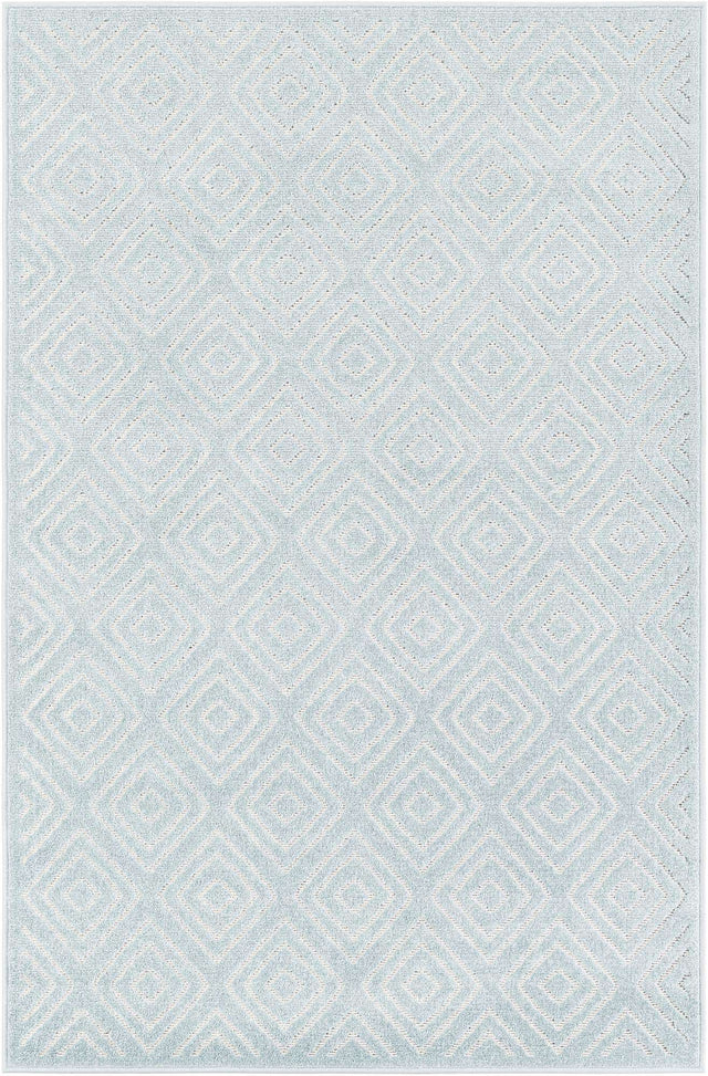 Light Blue 4' 1 x 6' 1 Sabrina Soto Outdoor Rectangle Area Rug Weather Resistant for Patio, Deck, Terrace, Balcony, Porch Durable Carpet for Exterior Home Design for Sale at Rug Engine