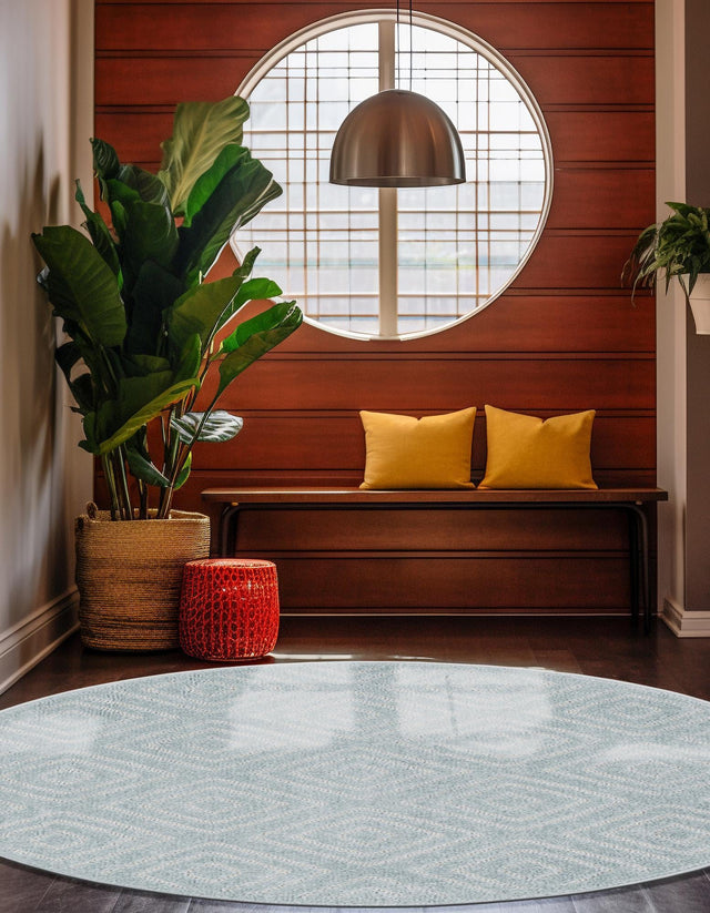 Light Blue 3' 1 x 3' 1 Sabrina Soto Outdoor Round Area Rug Weather Resistant for Patio, Deck, Terrace, Balcony, Porch Durable Carpet for Exterior Home Design for Sale at Rug Engine