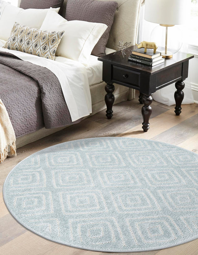Light Blue 10' x 10' Sabrina Soto Outdoor Round Area Rug Weather Resistant for Patio, Deck, Terrace, Balcony, Porch Durable Carpet for Exterior Home Design for Sale at Rug Engine
