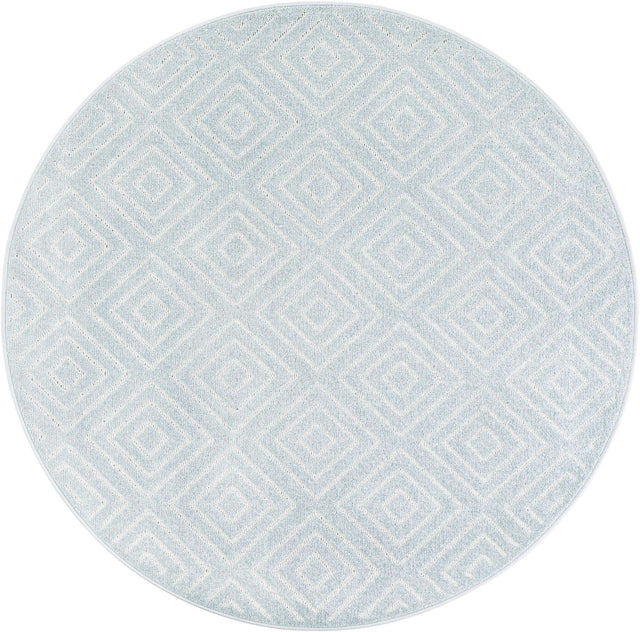 Light Blue 5' 1 x 5' 1 Sabrina Soto Outdoor Round Area Rug Weather Resistant for Patio, Deck, Terrace, Balcony, Porch Durable Carpet for Exterior Home Design for Sale at Rug Engine