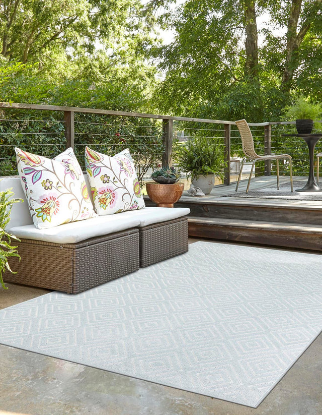 Light Blue 10' x 14' 1 Sabrina Soto Outdoor Rectangle Area Rug Weather Resistant for Patio, Deck, Terrace, Balcony, Porch Durable Carpet for Exterior Home Design for Sale at Rug Engine