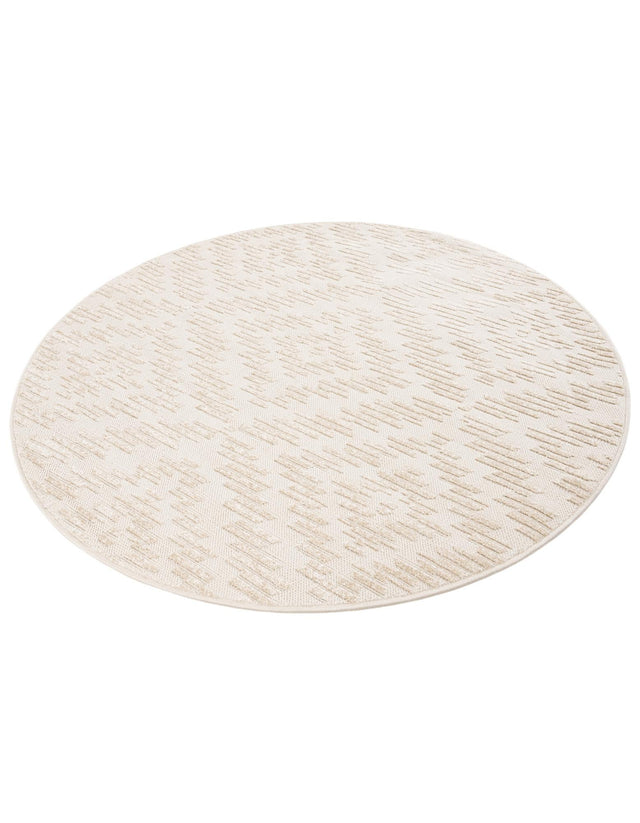 Beige and Ivory 5' 1 x 5' 1 Sabrina Soto Outdoor Round Area Rug Weather Resistant for Patio, Deck, Terrace, Balcony, Porch Durable Carpet for Exterior Home Design for Sale at Rug Engine
