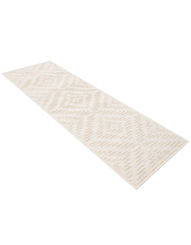 Beige and Ivory 2' x 6' 1 Sabrina Soto Outdoor Runner Area Rug Weather Resistant for Patio, Deck, Terrace, Balcony, Porch Durable Carpet for Exterior Home Design for Sale at Rug Engine