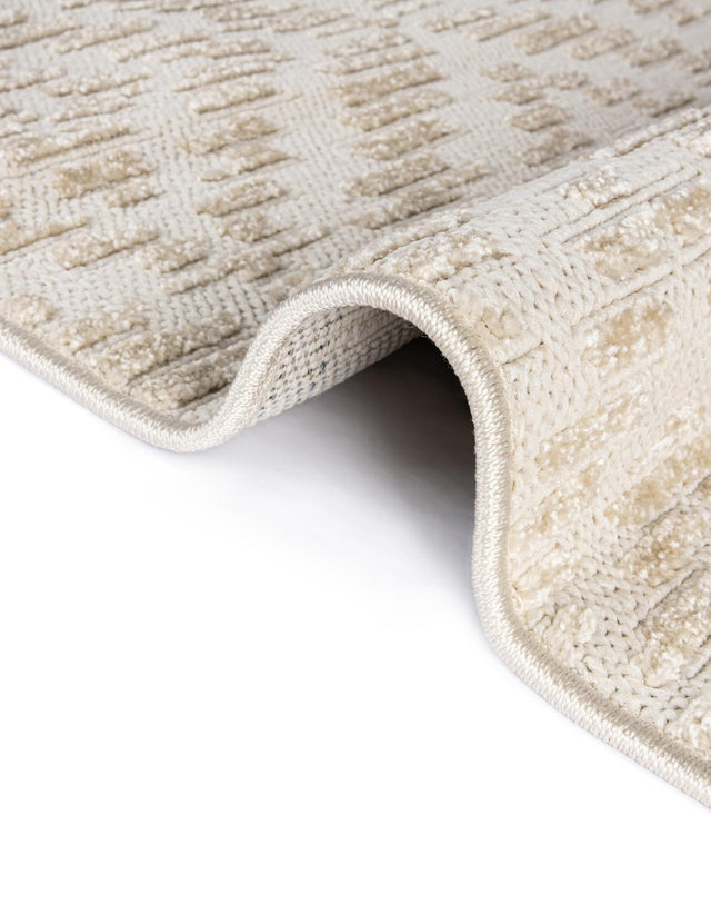 Beige and Ivory 2' x 8' Sabrina Soto Outdoor Runner Area Rug Weather Resistant for Patio, Deck, Terrace, Balcony, Porch Durable Carpet for Exterior Home Design for Sale at Rug Engine