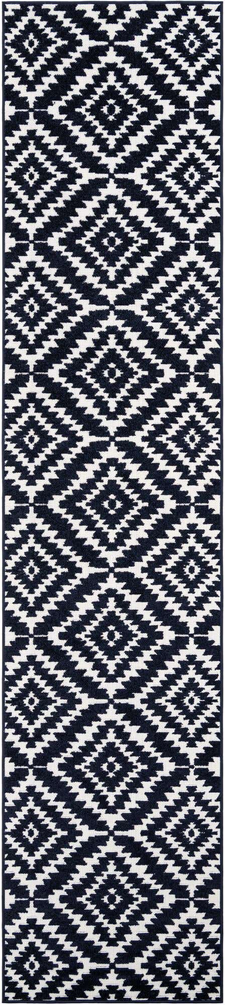 Navy Blue 2' 7 x 12' Sabrina Soto Outdoor Runner Area Rug Weather Resistant for Patio, Deck, Terrace, Balcony, Porch Durable Carpet for Exterior Home Design for Sale at Rug Engine