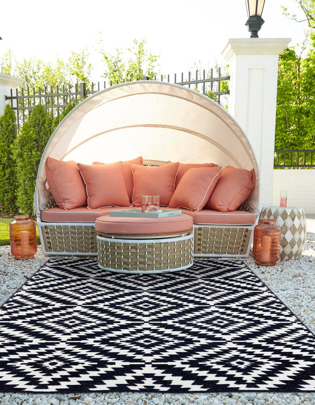Navy Blue 5' 1 x 8' Sabrina Soto Outdoor Rectangle Area Rug Weather Resistant for Patio, Deck, Terrace, Balcony, Porch Durable Carpet for Exterior Home Design for Sale at Rug Engine
