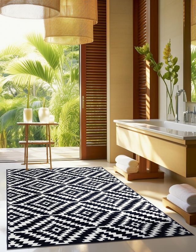 Navy Blue 7' 10 x 10' Sabrina Soto Outdoor Rectangle Area Rug Weather Resistant for Patio, Deck, Terrace, Balcony, Porch Durable Carpet for Exterior Home Design for Sale at Rug Engine
