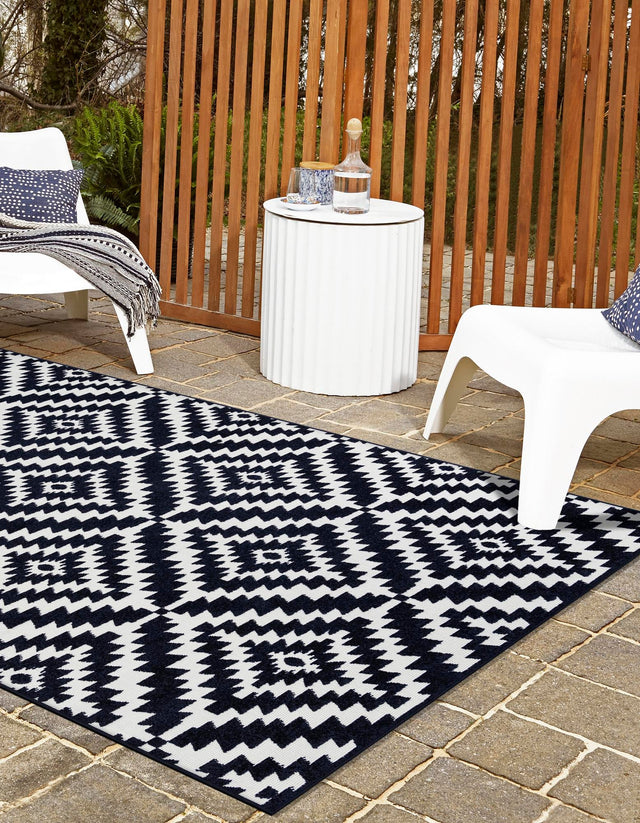 Navy Blue 9' x 12' Sabrina Soto Outdoor Rectangle Area Rug Weather Resistant for Patio, Deck, Terrace, Balcony, Porch Durable Carpet for Exterior Home Design for Sale at Rug Engine