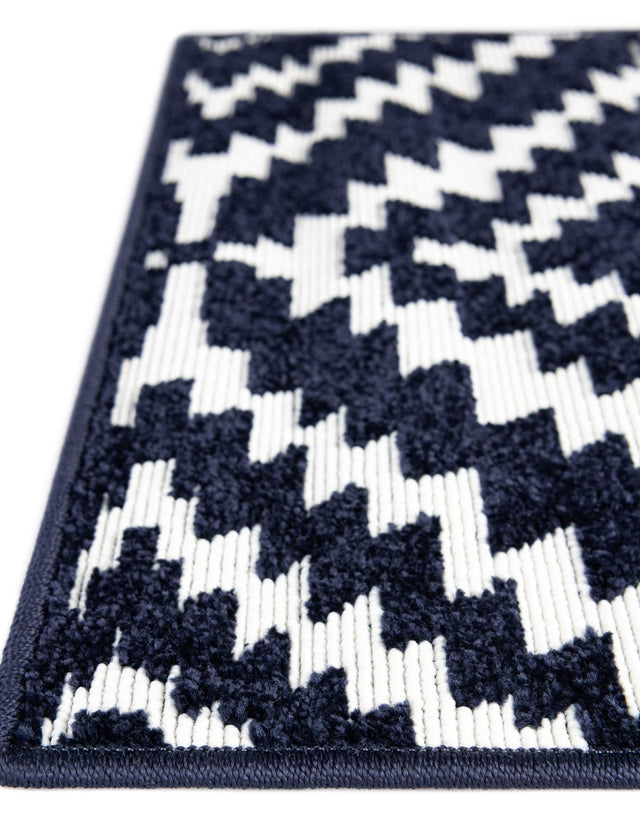 Navy Blue 2' 7 x 12' Sabrina Soto Outdoor Runner Area Rug Weather Resistant for Patio, Deck, Terrace, Balcony, Porch Durable Carpet for Exterior Home Design for Sale at Rug Engine