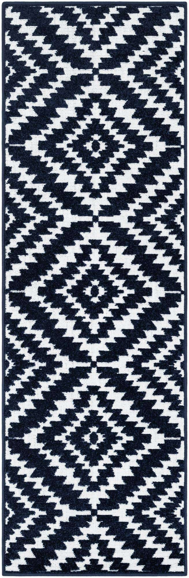 Navy Blue 2' x 6' 1 Sabrina Soto Outdoor Runner Area Rug Weather Resistant for Patio, Deck, Terrace, Balcony, Porch Durable Carpet for Exterior Home Design for Sale at Rug Engine