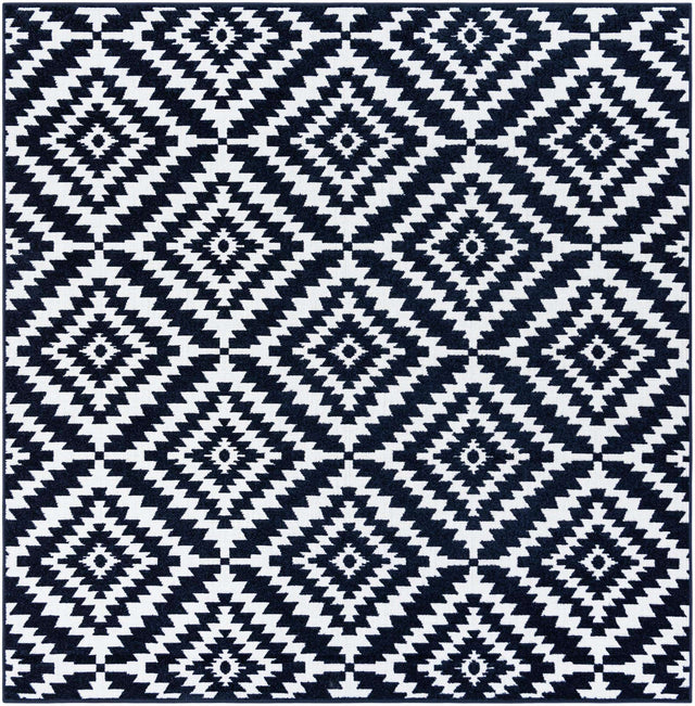 Navy Blue 7' 10 x 7' 10 Sabrina Soto Outdoor Square Area Rug Weather Resistant for Patio, Deck, Terrace, Balcony, Porch Durable Carpet for Exterior Home Design for Sale at Rug Engine