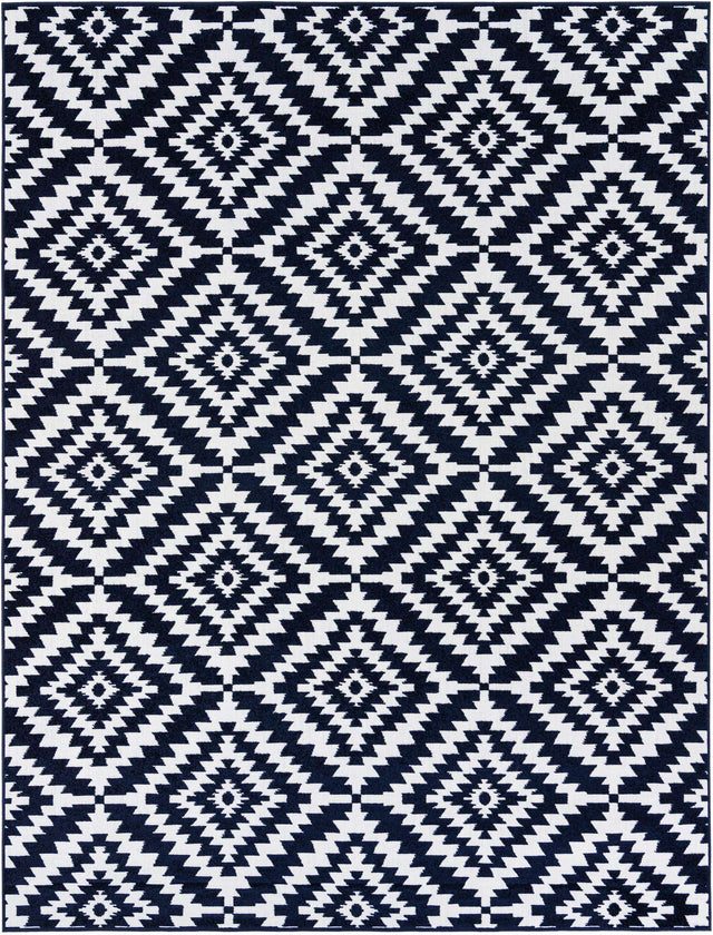 Navy Blue 7' 10 x 10' Sabrina Soto Outdoor Rectangle Area Rug Weather Resistant for Patio, Deck, Terrace, Balcony, Porch Durable Carpet for Exterior Home Design for Sale at Rug Engine