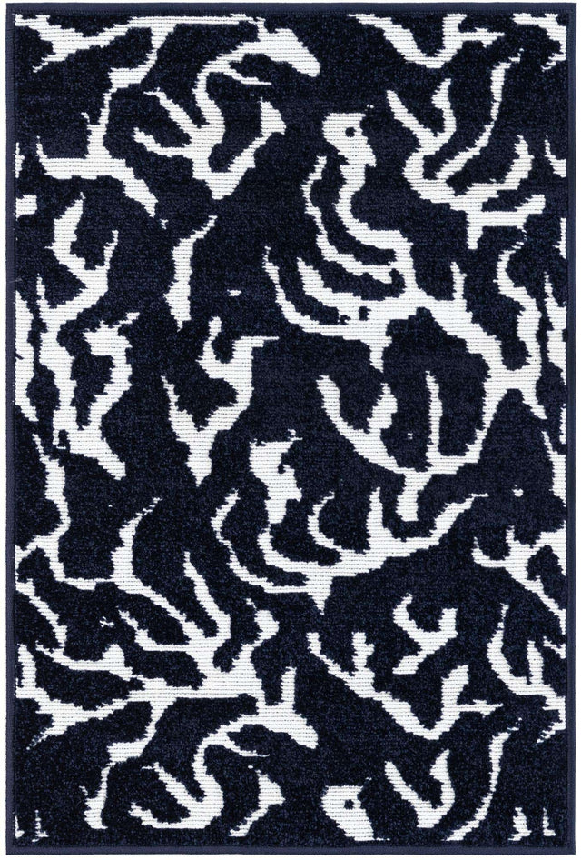 Navy Blue 2' x 3' 1 Sabrina Soto Outdoor Rectangle Area Rug Weather Resistant for Patio, Deck, Terrace, Balcony, Porch Durable Carpet for Exterior Home Design for Sale at Rug Engine