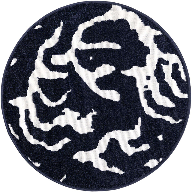 Navy Blue 3' 1 x 3' 1 Sabrina Soto Outdoor Round Area Rug Weather Resistant for Patio, Deck, Terrace, Balcony, Porch Durable Carpet for Exterior Home Design for Sale at Rug Engine