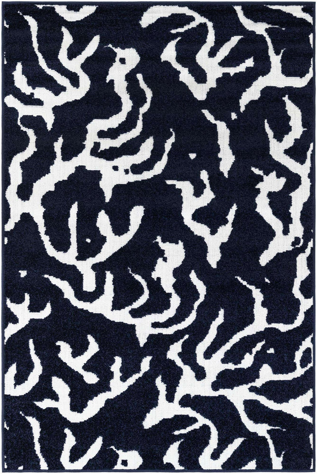 Navy Blue 4' 1 x 6' 1 Sabrina Soto Outdoor Rectangle Area Rug Weather Resistant for Patio, Deck, Terrace, Balcony, Porch Durable Carpet for Exterior Home Design for Sale at Rug Engine