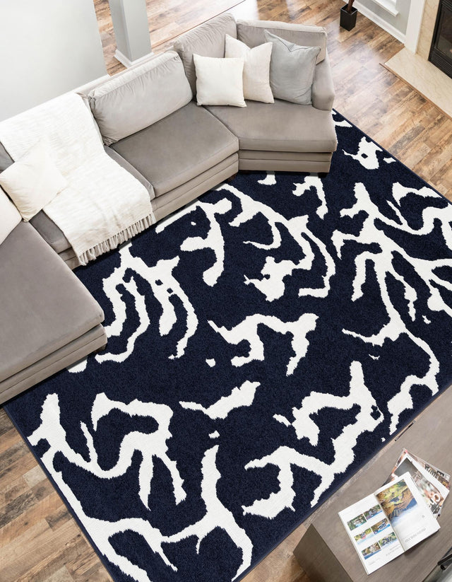 Navy Blue 6' 1 x 9' Sabrina Soto Outdoor Rectangle Area Rug Weather Resistant for Patio, Deck, Terrace, Balcony, Porch Durable Carpet for Exterior Home Design for Sale at Rug Engine