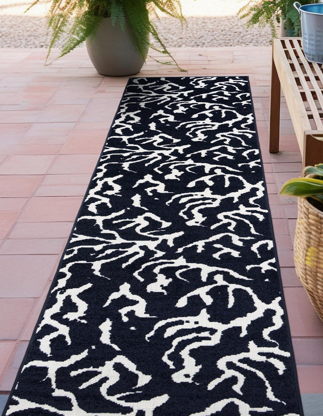 Navy Blue 2' x 6' 1 Sabrina Soto Outdoor Runner Area Rug Weather Resistant for Patio, Deck, Terrace, Balcony, Porch Durable Carpet for Exterior Home Design for Sale at Rug Engine