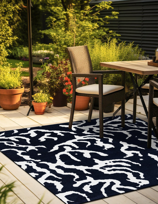 Navy Blue 10' x 10' Sabrina Soto Outdoor Square Area Rug Weather Resistant for Patio, Deck, Terrace, Balcony, Porch Durable Carpet for Exterior Home Design for Sale at Rug Engine