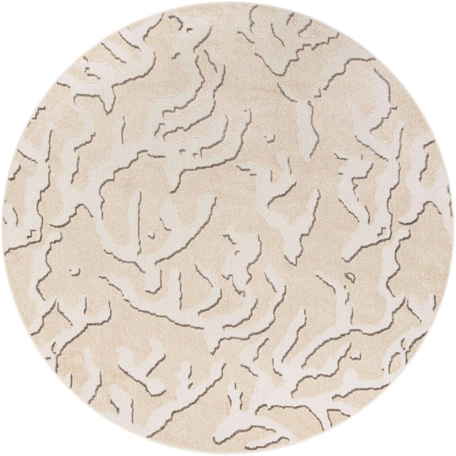 Beige and Ivory 10' x 10' Sabrina Soto Outdoor Round Area Rug Weather Resistant for Patio, Deck, Terrace, Balcony, Porch Durable Carpet for Exterior Home Design for Sale at Rug Engine