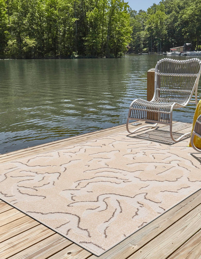 Beige and Ivory 2' x 3' 1 Sabrina Soto Outdoor Rectangle Area Rug Weather Resistant for Patio, Deck, Terrace, Balcony, Porch Durable Carpet for Exterior Home Design for Sale at Rug Engine