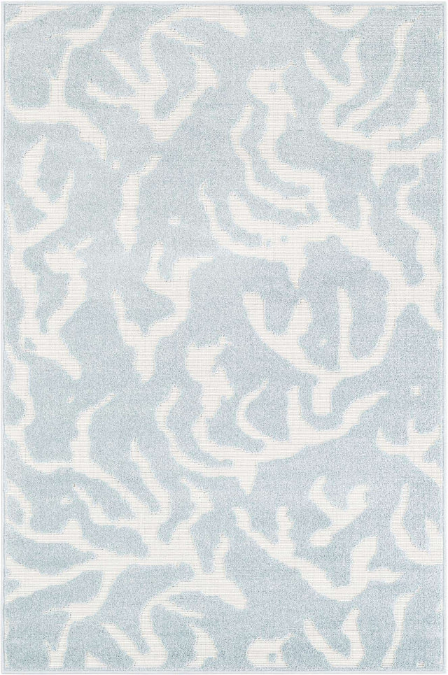 Light Blue 4' 1 x 6' 1 Sabrina Soto Outdoor Rectangle Area Rug Weather Resistant for Patio, Deck, Terrace, Balcony, Porch Durable Carpet for Exterior Home Design for Sale at Rug Engine