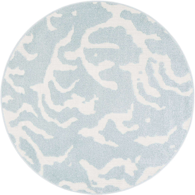 Light Blue 5' 1 x 5' 1 Sabrina Soto Outdoor Round Area Rug Weather Resistant for Patio, Deck, Terrace, Balcony, Porch Durable Carpet for Exterior Home Design for Sale at Rug Engine