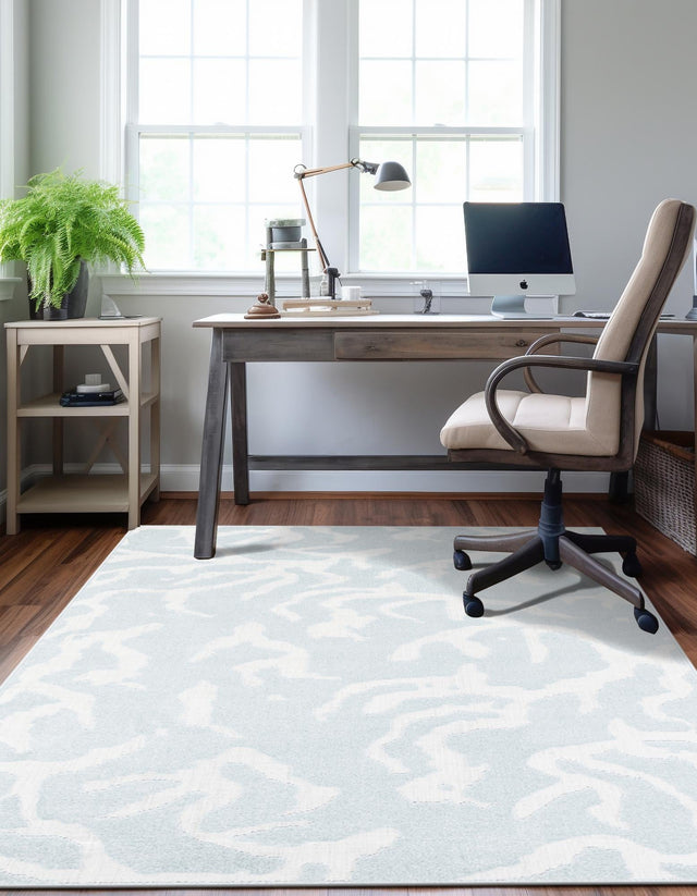 Light Blue 4' 1 x 6' 1 Sabrina Soto Outdoor Rectangle Area Rug Weather Resistant for Patio, Deck, Terrace, Balcony, Porch Durable Carpet for Exterior Home Design for Sale at Rug Engine