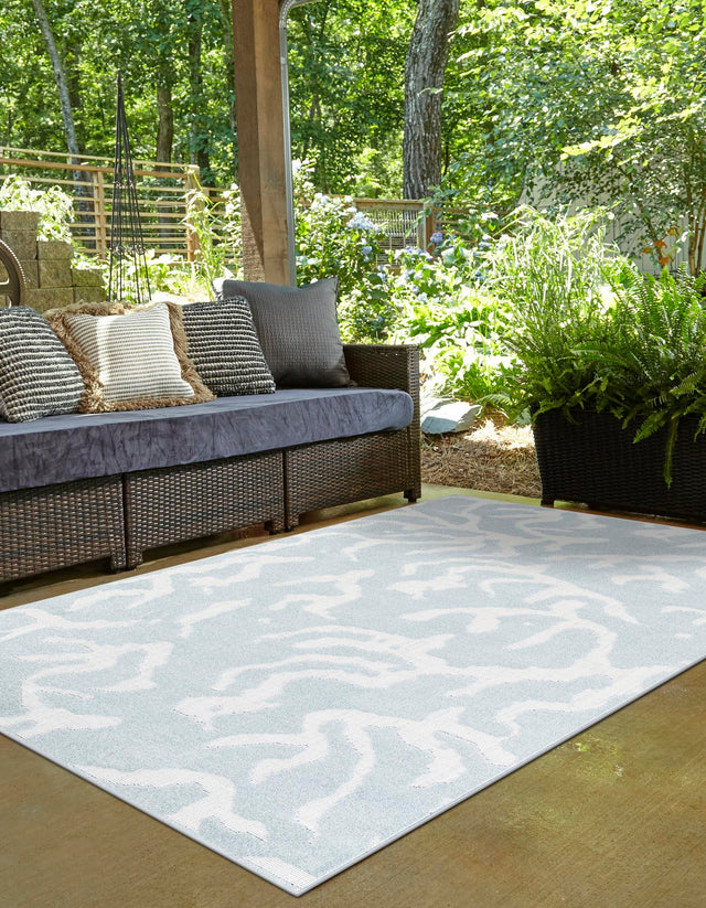 Light Blue 6' 1 x 9' Sabrina Soto Outdoor Rectangle Area Rug Weather Resistant for Patio, Deck, Terrace, Balcony, Porch Durable Carpet for Exterior Home Design for Sale at Rug Engine