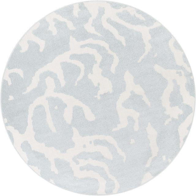 Light Blue 7' 10 x 7' 10 Sabrina Soto Outdoor Round Area Rug Weather Resistant for Patio, Deck, Terrace, Balcony, Porch Durable Carpet for Exterior Home Design for Sale at Rug Engine
