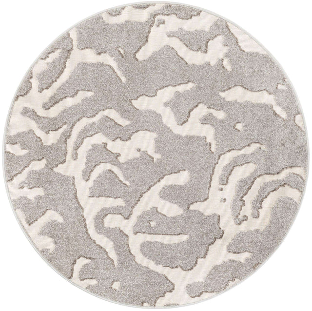 Gray 5' 1 x 5' 1 Sabrina Soto Outdoor Round Area Rug Weather Resistant for Patio, Deck, Terrace, Balcony, Porch Durable Carpet for Exterior Home Design for Sale at Rug Engine