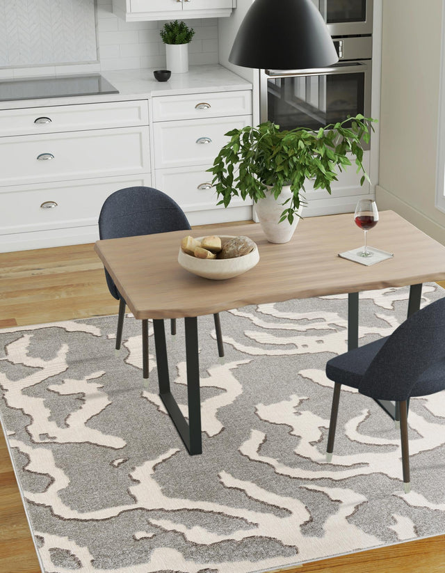 Gray 7' 10 x 7' 10 Sabrina Soto Outdoor Square Area Rug Weather Resistant for Patio, Deck, Terrace, Balcony, Porch Durable Carpet for Exterior Home Design for Sale at Rug Engine