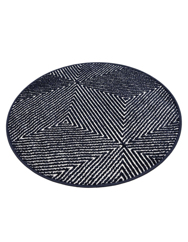 Navy Blue 3' 1 x 3' 1 Sabrina Soto Outdoor Round Area Rug Weather Resistant for Patio, Deck, Terrace, Balcony, Porch Durable Carpet for Exterior Home Design for Sale at Rug Engine